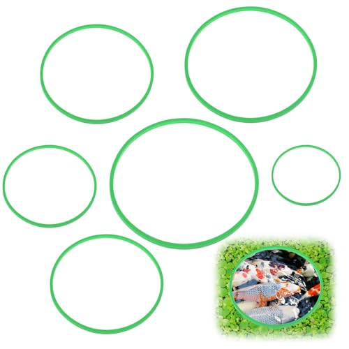 Guduling 15pcs Fish Feeding Ring,Aquarium Floating Plant Barrier,5 Sizes Round Betta Feeding Ring for Fish Tank Accessories - Green