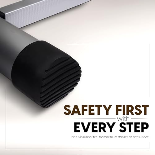 Image of HOUZA 3.9m (13 ft) Steel Telescopic Ladder | 10-Step Foldable Extension Ladder | Portable & Collapsible Ladder for Home, Industrial & Outdoor Use | EN131 Certified | 1 Year Warranty(Silver & Black)