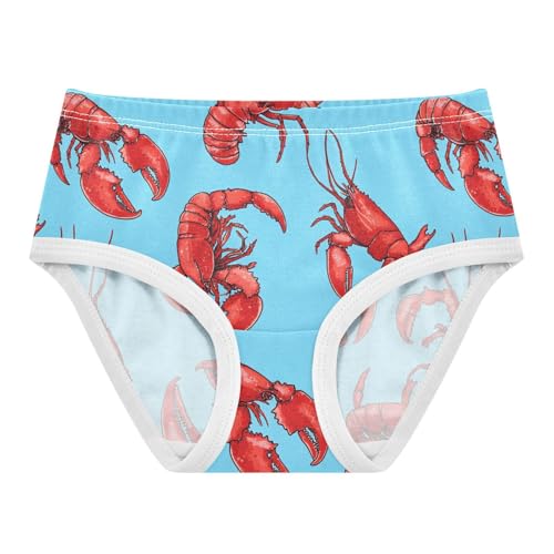 Wusikd Red Lobster Girls' Underwear Cotton Blue Girls Briefs Soft Toddler Underwear 2T