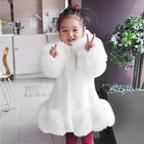 Toddler Girls Winter Fleece Coat Kids Warm Faux 𝚏𝚞r Jacket Long Sleeve Cardigan Coat (White, 4-5 Years)3