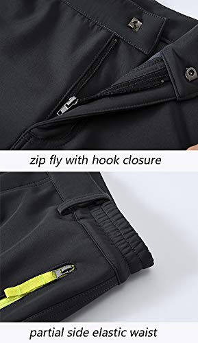 donhobo Damen Wanderhose Softshellhose Wasserdicht Winddicht Warm Fleece Gefüttert Trekkinghose Winter Outdoorhose Funktionshose (Schwarz,M)