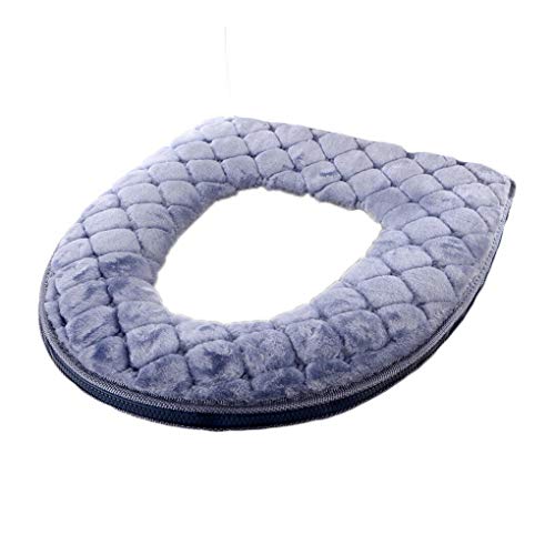 Jinghengrong Bathroom Toilet Seat Cover Soft Plush Washable Winter Warmer Toilet Seat Mat Pad Cushion Bathroom Accessory Toilet Seat Warmer, Grey