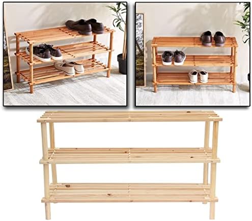 tradefirst 3 Tier Wooden Shoe Rack, Shoe Storage Bench Made From Natural Wood Perfect For Corridor, Bedroom & Small Spaces, Wooden Shoe Rack 3 Tier Shoe Rack Wooden