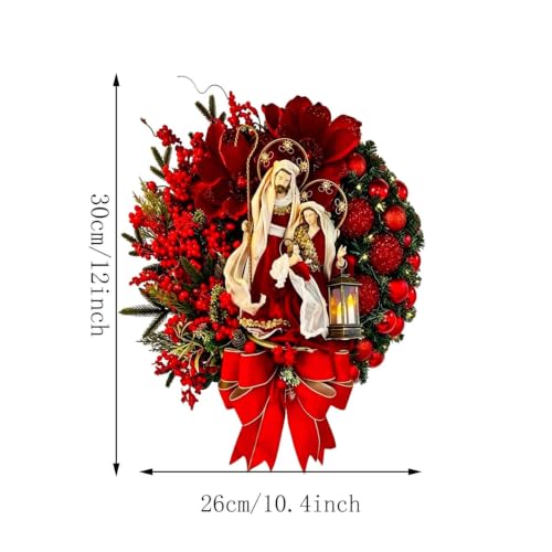 12×10.4'' Little Jesus Figures Christmas Wreaths for Front Door Home Decor - image 2