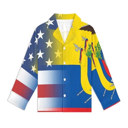 American And Ecuador FlagChildren's Pajama Set Cute Cartoon Home Clothes130CM4