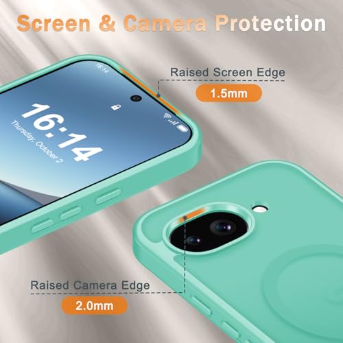 Image of for Google Pixel 10a Case, Matte Magnetic Phone Cover [with 1 Screen Protector] [Support for MagSafe] [Shockproof Military Grade Protection] Translucent Frosted Back, Teal