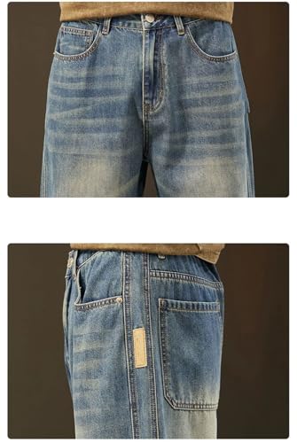 Men Loose Denim Trousers Streetwear Vintage Jeans Casual Straight Wide Denim Pants4