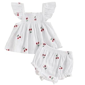 Mubineo Baby Girl Summer Clothes Cute Ruffle Tops Dress Shorts Outfits Set Infant Toddler Shrit Bloomers Princess Outfit