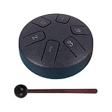 【】 El Mini tambor de mano está hecho de material de acero al carbono con galvanoplastia para proteger la superficie pintada y evitar el deslustre, las rozaduras y los rayones.