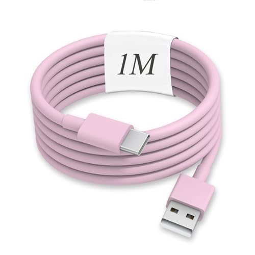 Pink i Phone Charger Cable type c Fast Charging cord USB A to USB C 1M Compatible for iPhone 16 Pro Max 15 Plus 17 Air/iPad Pro Air/Samsung Galaxy S25 ultra S24 S23/Z Fold Flip 7 6 5/Pixel 9a 8 7 6 5