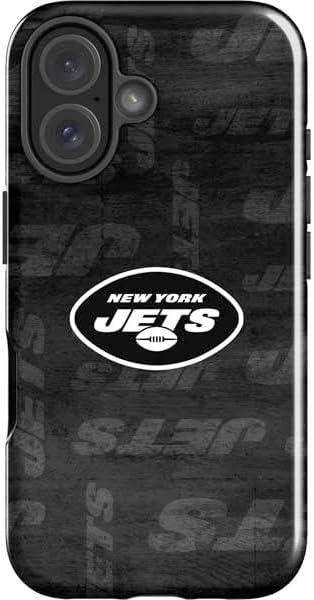 Skinit Impact Phone Case Compatible with iPhone 16 - Officially Licensed NFL New York Jets Black & White Design