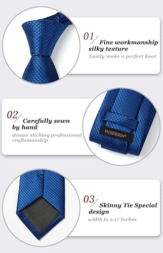 Image of HISDERN Mens Ties Plaid Tie and Pocket Square Set Classic Woven Formal Checkered Neckties & Handkerchief Wedding Party