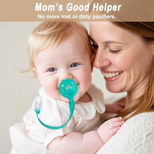 Image of Silicone Pacifier Clip with Adapter Ring for Philips Avent Soothie, 2 Pack One-Piece Soft Binky Clips Holder for Baby Boys Girls, Anti-Loss Paci Clips for Baby Shower Newborn Essentials