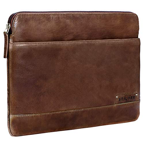 'Robb' Vintage Leder Laptoptasche für 13,3 Zoll MacBooks MacBooktasche Universal Tablettasche bis 14 Zoll DIN A4 echtes Rindsleder,