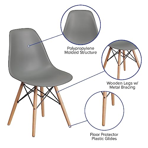 Flash Furniture Elon Series Moss Gray Plastic Chair With Wooden Legs #TOP4