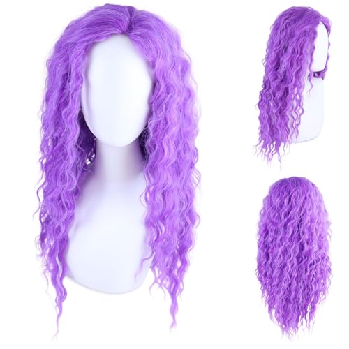 Image of GNIMEGIL Long Purple Wavy Wigs for Women 26 Inch Free Part Curly Wig Natural Looking Synthetic Heat Resistant Fiber for Daily Party