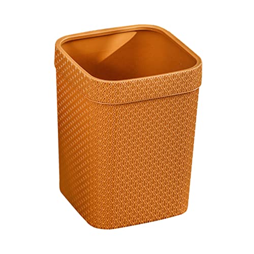Ciieeo Mülleimer aus Rattan Kapazität Eleganter Abfalleimer für Badezimmer Büro und Schlafzimmer Platzsparend und Kreativ ohne Deckel Orangefarben für Papierkörbe
