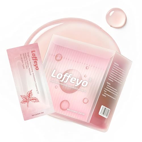 Loffeyo Plant-Based Single Use Cleansing Oil Pods, 40 Count Individually x Sanitary Makeup Remover, for All Skin Types, Portable for Travel, Business Trip & Gym