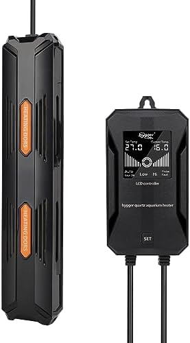 hygger Aquarium Heizung, 500W Temperatur Einstellbare Heizung für Aquarien, Aquarium Heizstab mit Externem Digitalanzeige LCD Controller für 250-343L Ihr Süß-oder Meerwasser Aquari