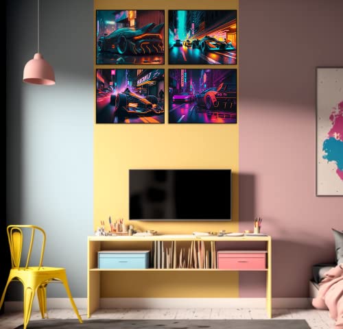 Cng Digital Tokyo Street Racing Neon Poster Racing Car Poster Set Of 4 Unframed (8''X10'') Game Room Decor Wall Art Posters For Boys Room Cool Neon Night City Car For Boys Room Decor #TOP4