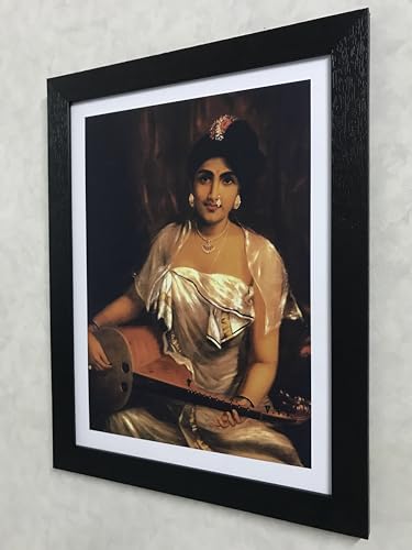 Image of Adventures� *Women with Veena & Violin*- Two Paintings by Raja Ravi Varma, Set of 2 Wall D�cor Frames. Matt Satin Print with MDF & 1 inchPS Black Frame. Size 14 inchx18 inch each.