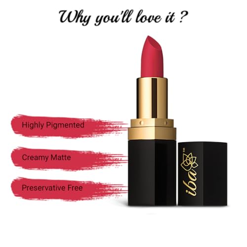 Image of Iba Long Stay Matte Lipstick for Women- M13 Pink Rose, 4g | Creamy Matte Finish & Smooth Texture | Long-Lasting | Hydrated Lips | Enriched with Vitamin E | Intense Colour & Highly Pigmented | Lip Makeup