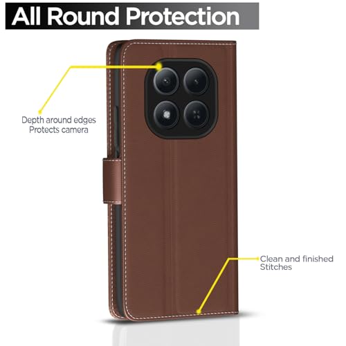 Image of Outlouders Flip Cover for Redmi Note 15 Pro 5G | Leather Finish | Wallet Stand and Shock Proof | Complete Protection Flip Case (Tan)
