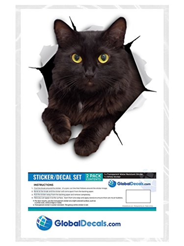 Winston & Bear 3D Cat Stickers - 2 Pack - Black Cat Wall Decals - Cat Wall Stickers For Bedroom - Fridge - Toilet - Car - Retail Packaged #TOP5