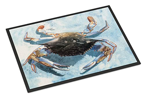 Caroline's Treasures 8055-JMAT Crab Doormat 24x36 Front Door Mat Indoor Outdoor Rugs for Entryway, Non Slip Washable Low Pile, 24H X 36W