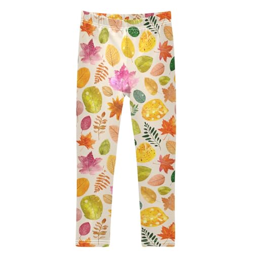 Boccsty Colorful Autumn Leaves Girls Leggings Kids Yoga Pants Dance Active Tights 4T