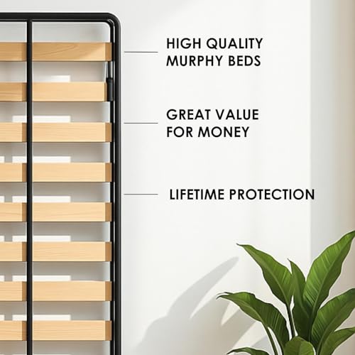 Wallbedking - Murphy Bed - Classic Vertical Wall Bed - Fold Up - Space Saving Folding Bed Frame - Pull Down (180 cm x 200 cm)