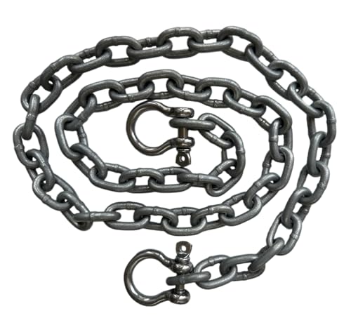 lifstar (2) 3/8" x 6ft Marine Anchor Chain with Shackles, Anti-Rust, Lead Chain for Boats, Fishing, Sailing Use, Grey Color (3/8, Grey, 2)