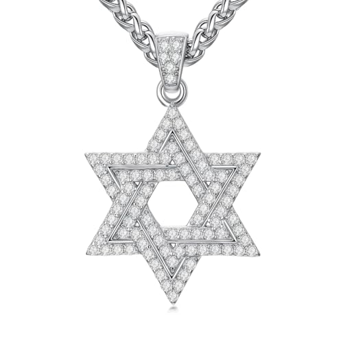 Collier étoile juive argent 925 effet glace : le bijou mixte anti-ternissement