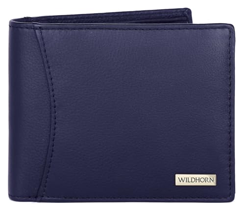 Image of WildHorn Rfid Protected Leather Wallet For Men, Cobalt Blue