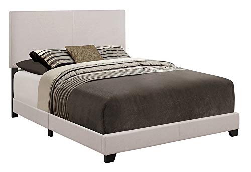 Crown Mark Erin Upholstered Panel Bed in Stone Khaki, Queen Crown Mark Erin Upholstered Panel Bed in Stone Khaki, Queen