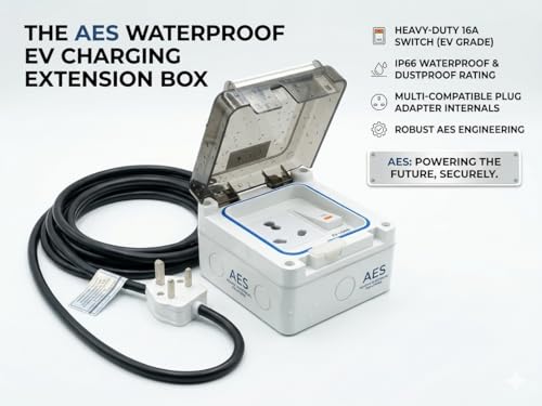 Image of ev Charging Waterproof Extension Board with 16amp Switch &Socket and 10MTRS (32feet) FR Cable of 2.5sqmm 3 core Suitable for EV Car and Two Wheeler Charging uses, up to 3500 Watt (3.5kw) (10mtrs)