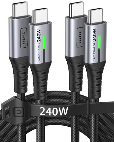 INIU 240W Cable USB C vers USB C, [2Pack 2m] PD3.0 Câble USBC Type C Charge Rapide pour iPhone 17 16 15 Pro Max, Samsung Galaxy S25 S24 S23 Ultra, Pixel 9 Pro, MacBook iPad Air, Switch, Steam Deck etc