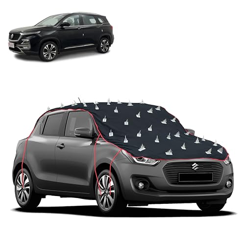 Image of Dog Protection Spike Car Cover for MG Hector Bonnet to Roof Easy Installation with 4 Elastic Hook Strap | Anti-Scratch Soft Cotton Inner | Complete Protection from Street Dogs & Monkeys
