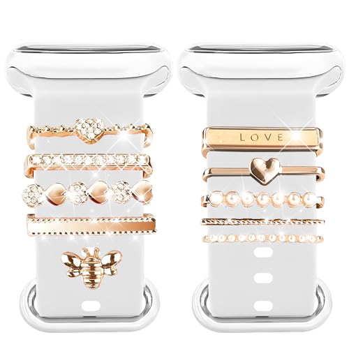 Joycabin Uhrenarmband Charms Armband, 10 Stück Charms Uhrenarmband Charms-Bänder Metallverzierung mit Schnalle für Apple Watch Series 8 7 6 5 4 3 2 1