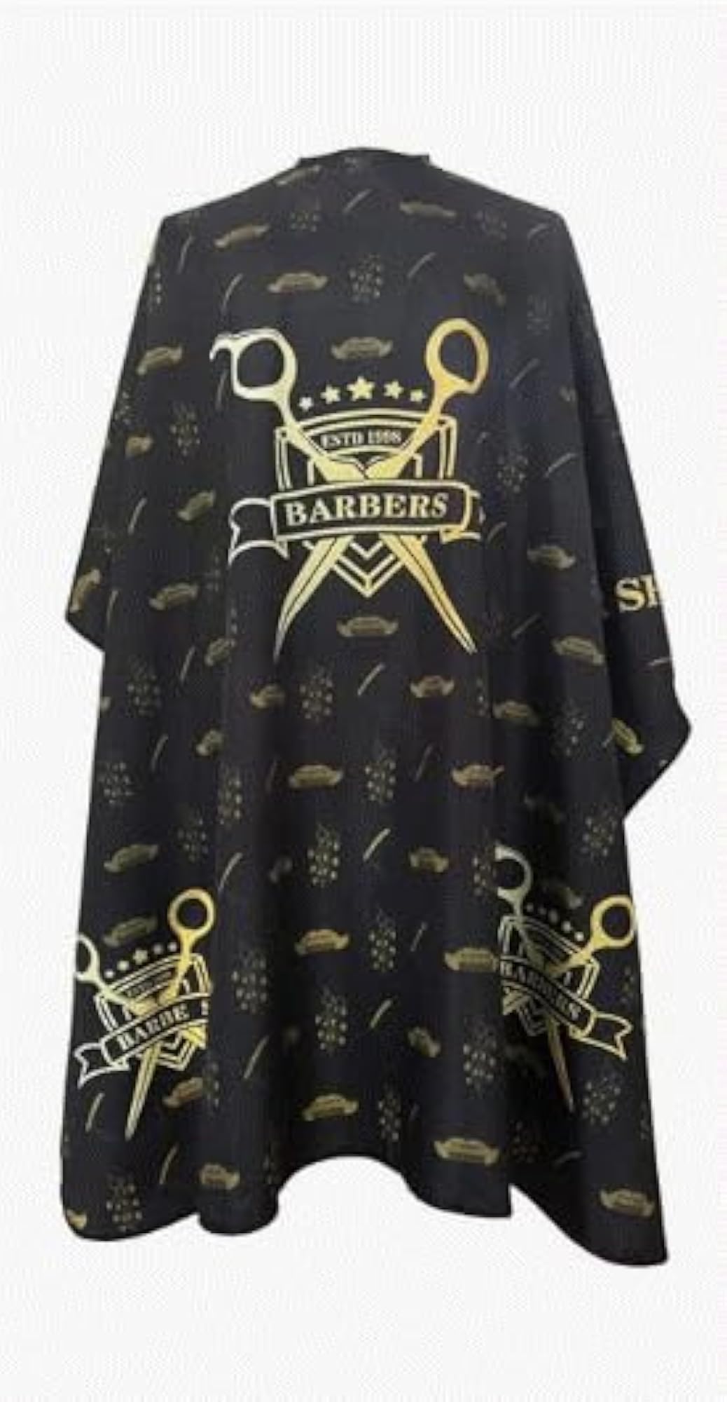 Printed Waterproof Polyester Barber Apron, Black