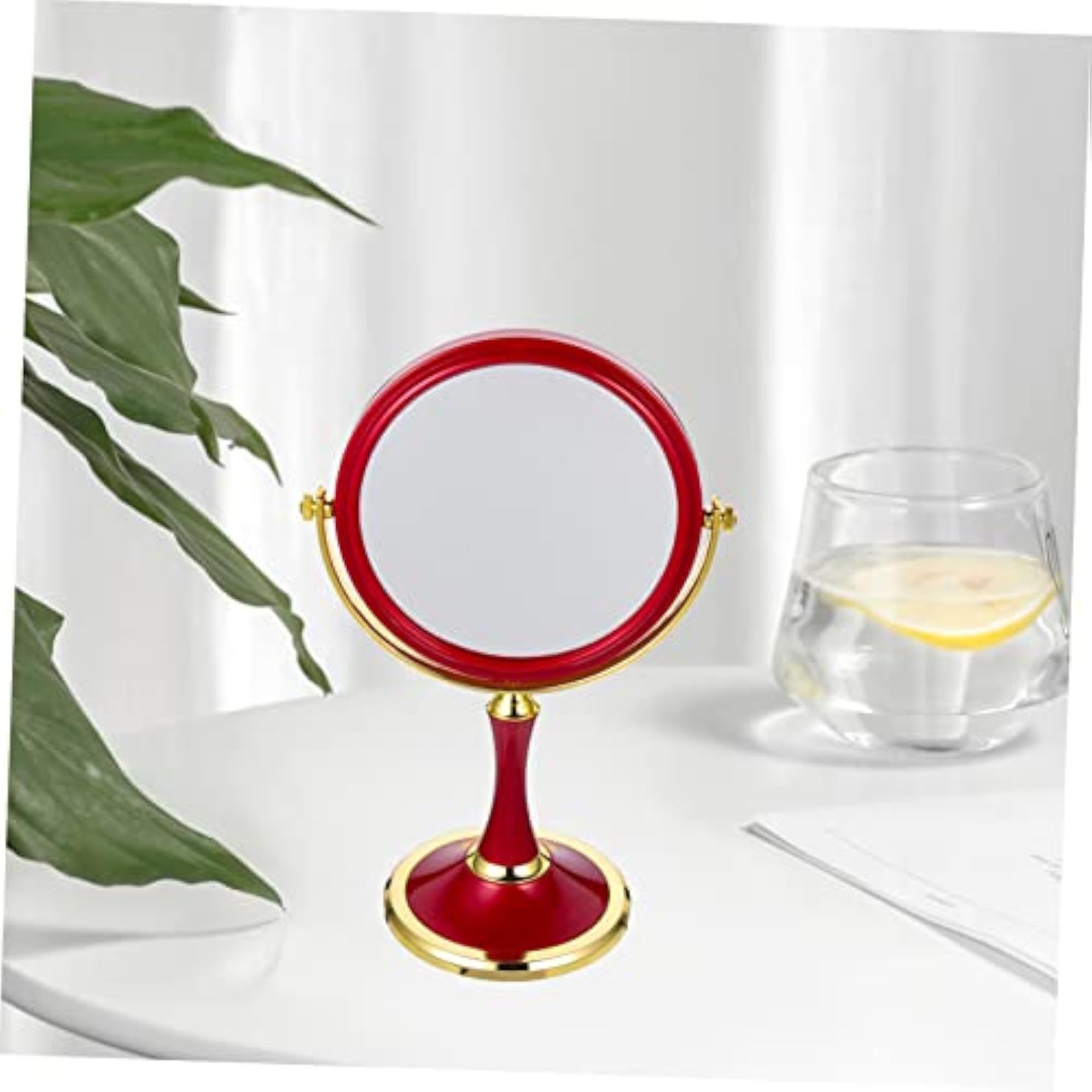 Double-Sided Rotating Tabletop Makeup Mirror, Rose Design