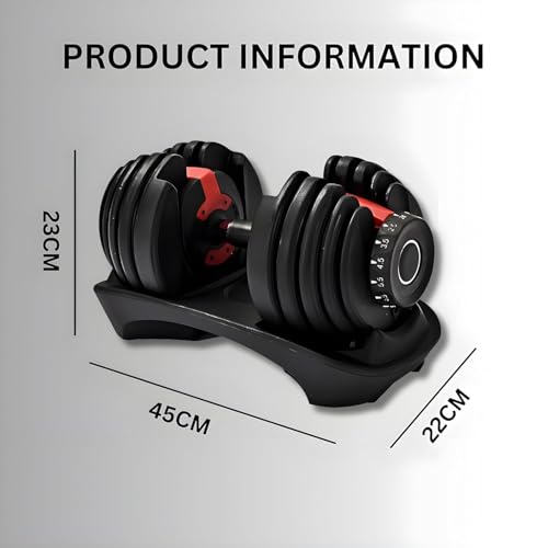 Image of Adjustable Dumbbell 2.5KG UP TO 24KG - Quick Select |15-Point Safety Locking System | Single Dumbbells | Space-Saving | Ideal for Home Workouts & Personal Fitness Training (24.5, Kilograms)