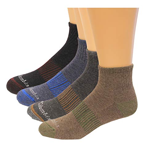 Columbia Men's 4-Pack Everyday Quarter Socks, Charcoal/Brown/Navy/Black, Shoe Size 6-12