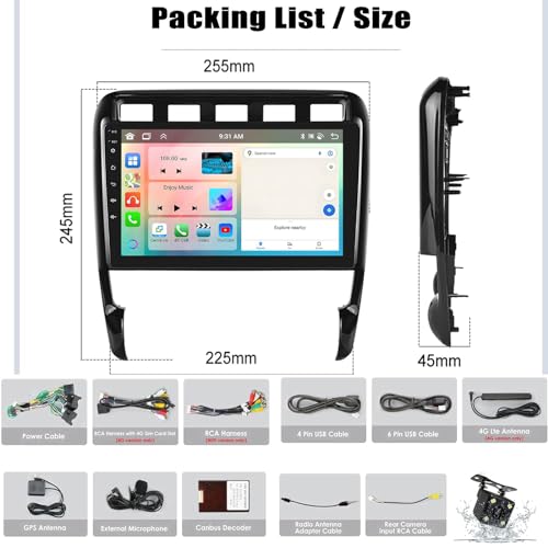 Radio de coche con pantalla táctil de 9 pulgadas y Bluetooth 7