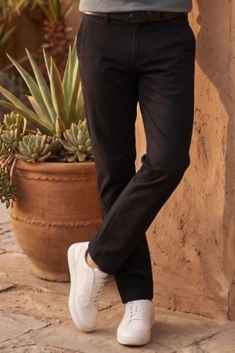 Image of Louis Philippe Men's Slim Fit 5 Pocket Made of Stretch Fabric Solid Casual Trouser