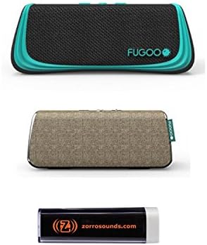 FUGOO Sport - Portable Rugged Bluetooth Waterproof Wireless Speaker (Black/Teal) with FUGOO Style Jacket in Sand and Zorro Sounds Mobile Charger.