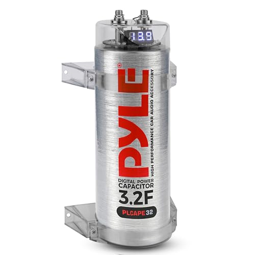 Pyle 3.2 Farad Digital Power Capacitor, High-Performance Car Audio Capacitor, LED Display, Electronic Polarity Protection, Over Voltage Protection, Includes Mounting Hardware and Post Kits, 2.9"x9.7" by Pyle - Used condition - US$38.24
