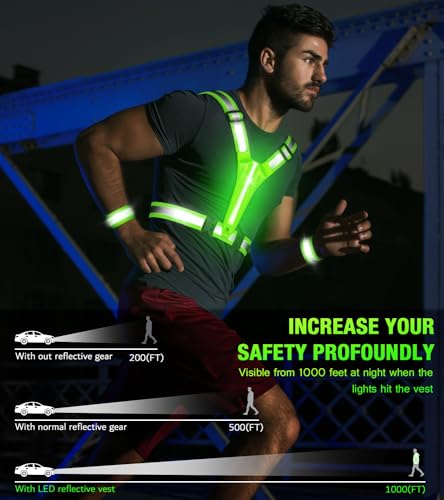 Led Light Up Running Vest Reflective Vest for runners night walking Rechargeable LED Reflective Running Vest High Visibility with Adjustable Waist/Shoulde - Image 2