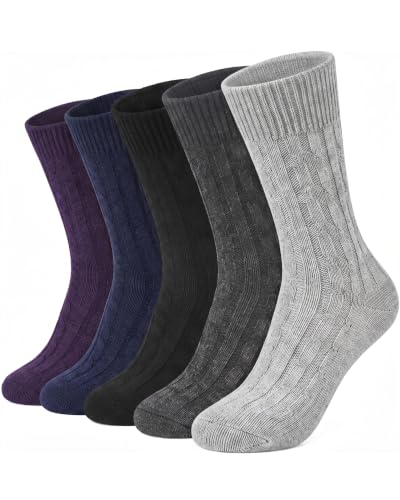 Image of Loritta Wool Socks for Women, Winter Warm Hiking Boot Socks Gifts | Classic Cozy Crew, Vintage Knit, Soft Thick House Socks, Outdoor, Christmas Gift, Stocking Stuffers for Mom Grandma Wife