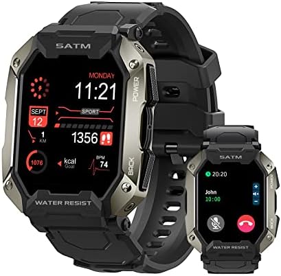 AMAZTIM Smart Watches for Men,50M Waterproof Rugged Military Grade Bluetooth Call(Answer/Dial Calls)，Health Tracker for Android Phones and iPhone Compatible,1.72" Heart Rate/Blood Pressure Watch